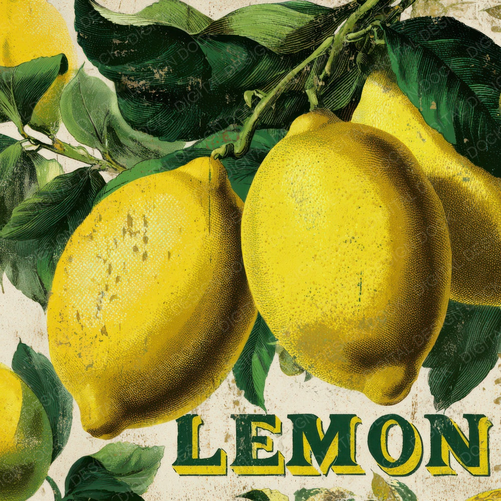 Vintage Lemon Label Digital Paper Pack (DDD008662)