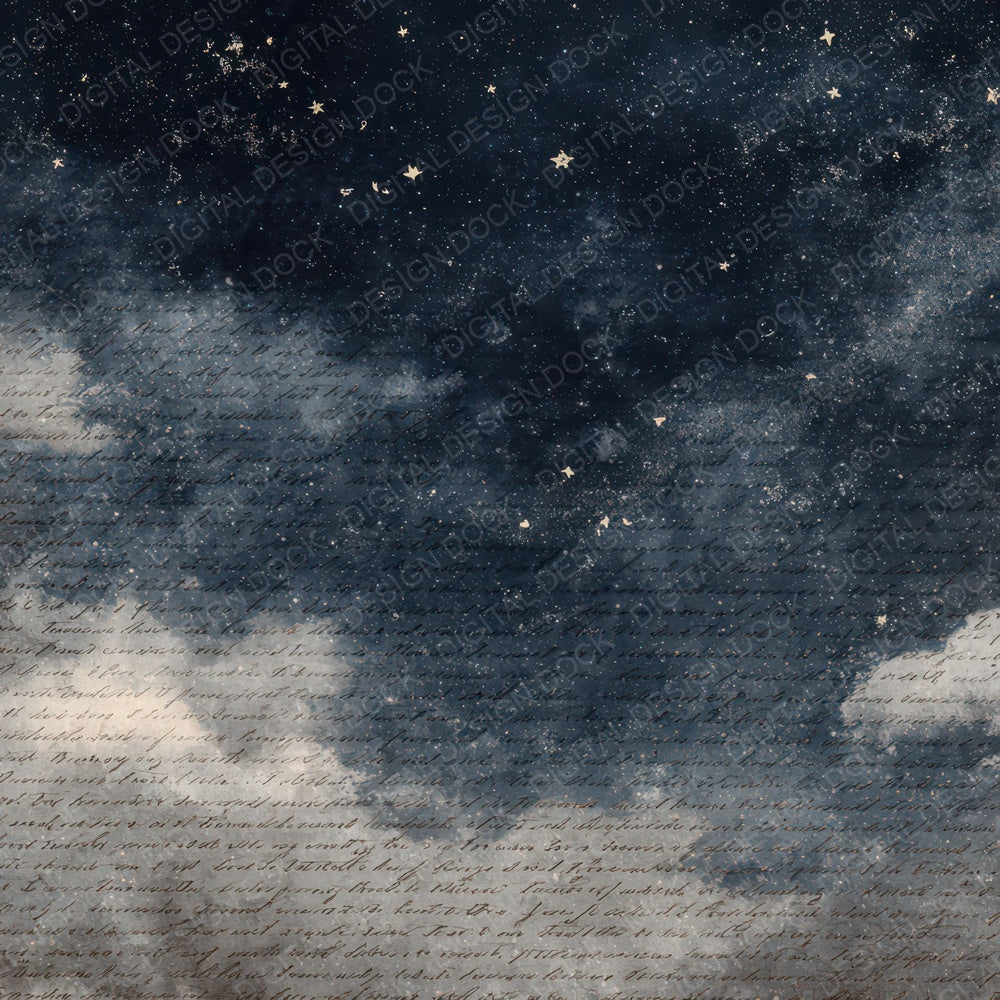 Vintage Night Sky Stars Scene Digital Paper Pack (DDD012195)