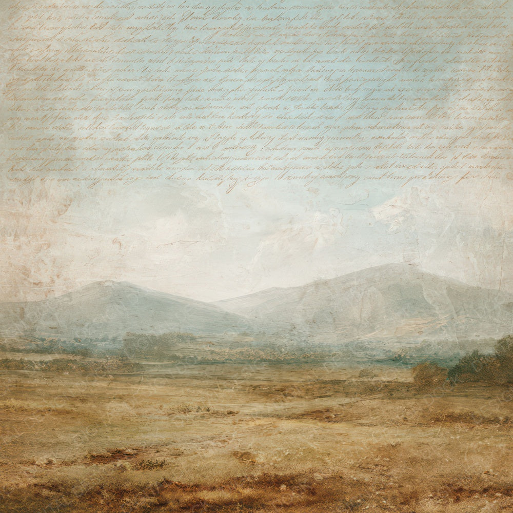 Vintage Open Field Mountain Scene Digital Paper Pack (DDD012219)