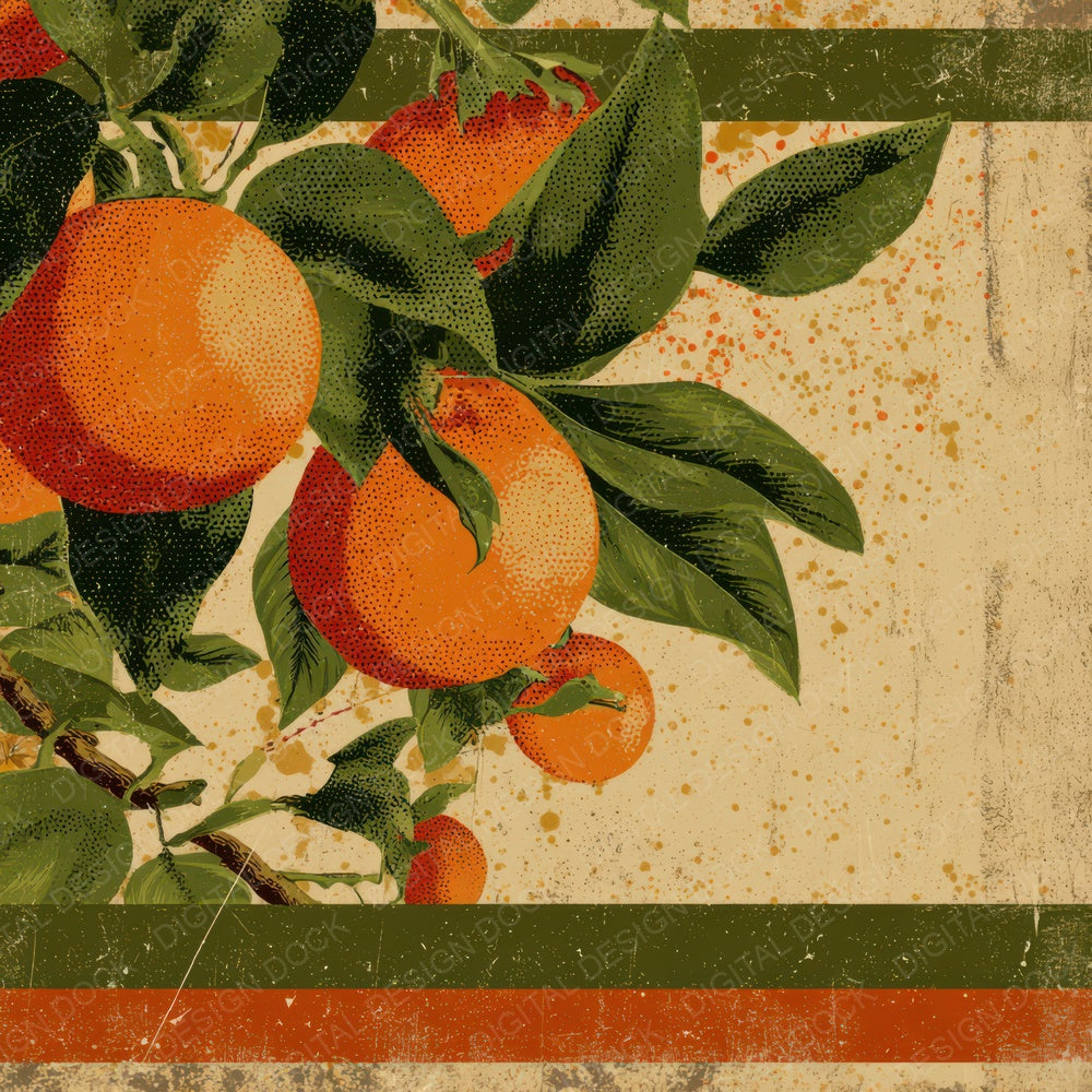 Vintage Orange Label Digital Paper Pack (DDD008664)