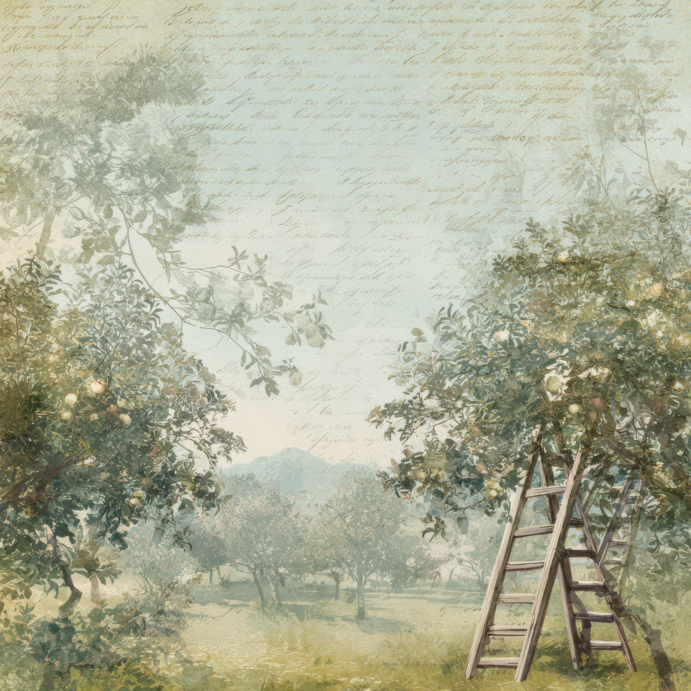 Vintage Orchard Ladder Scene Digital Paper Pack (DDD012221)