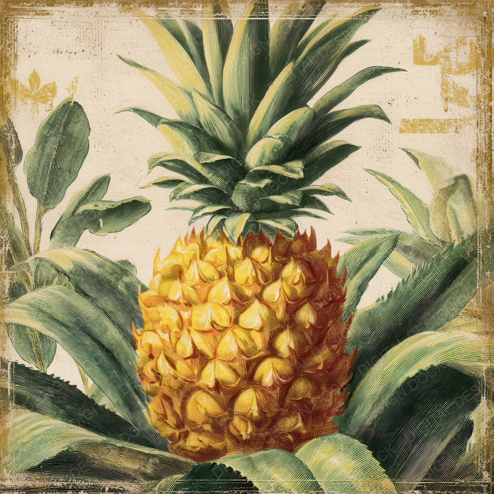 Vintage Pineapple Label Digital Paper Pack (DDD008680)