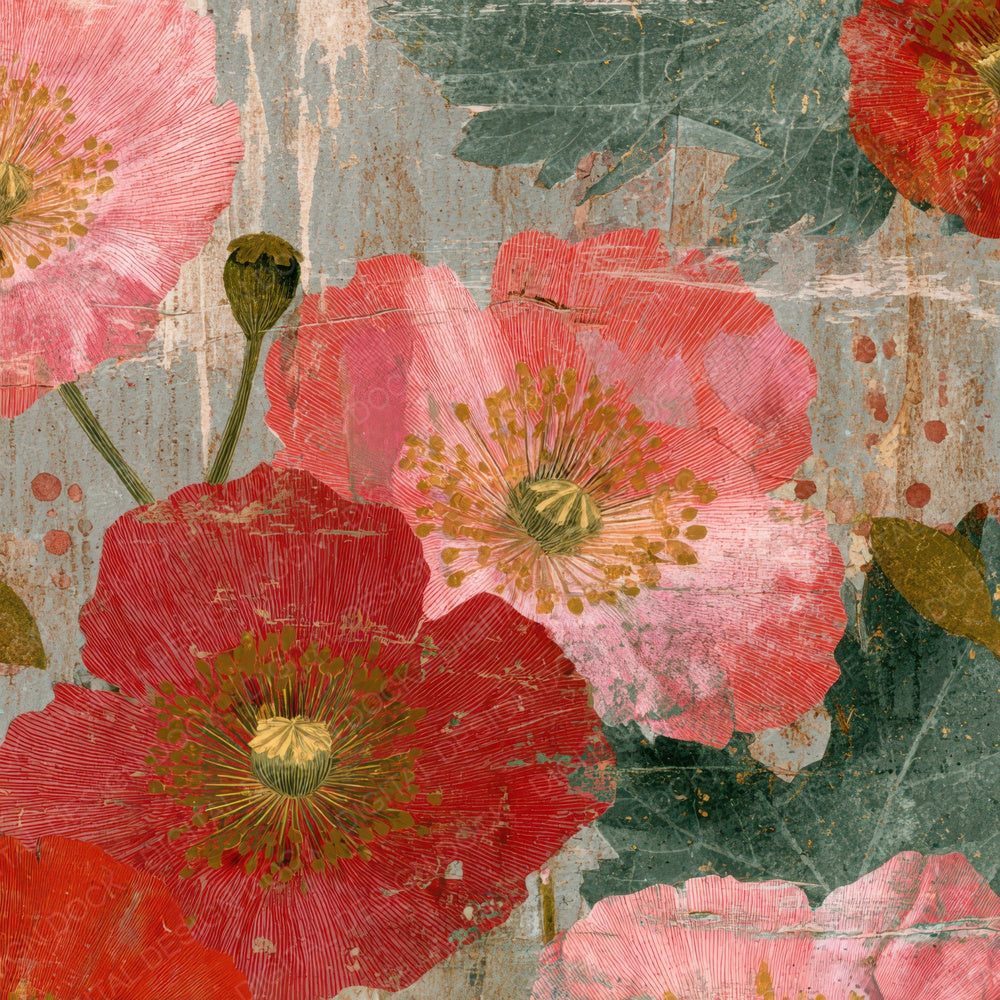 Vintage Poppy Overlay Digital Paper Pack (DDD008681)