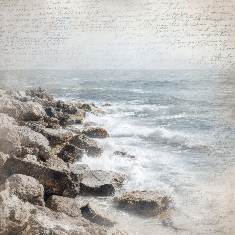 Vintage Rocky Coastline Scene Digital Paper Pack (DDD012201)