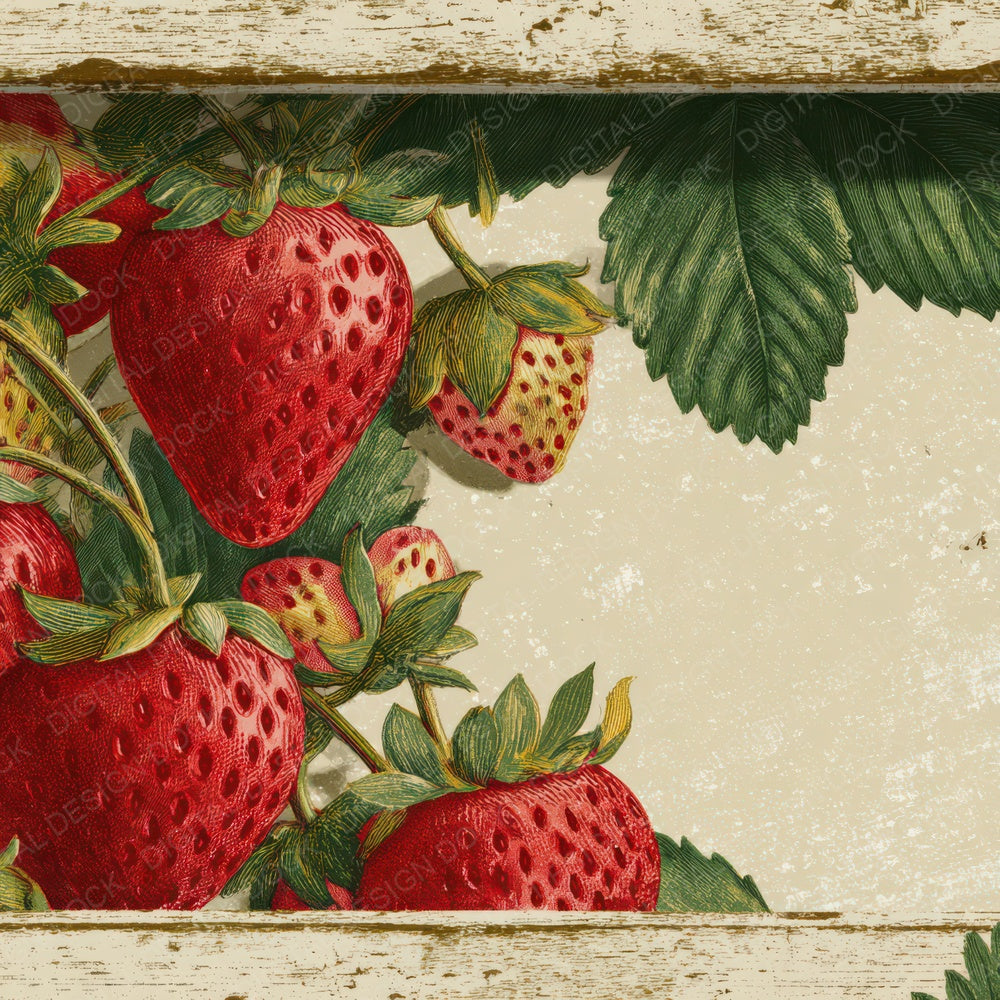 Vintage Strawberry Label Digital Paper Pack (DDD008683)
