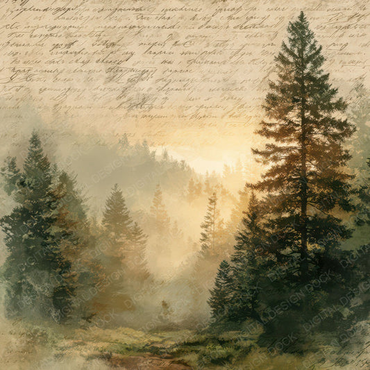 Vintage Sunlight Forest Scene Digital Paper Pack (DDD012202)