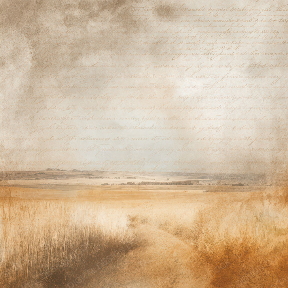 Vintage Wheat Field Landscape Digital Paper Pack (DDD008887)