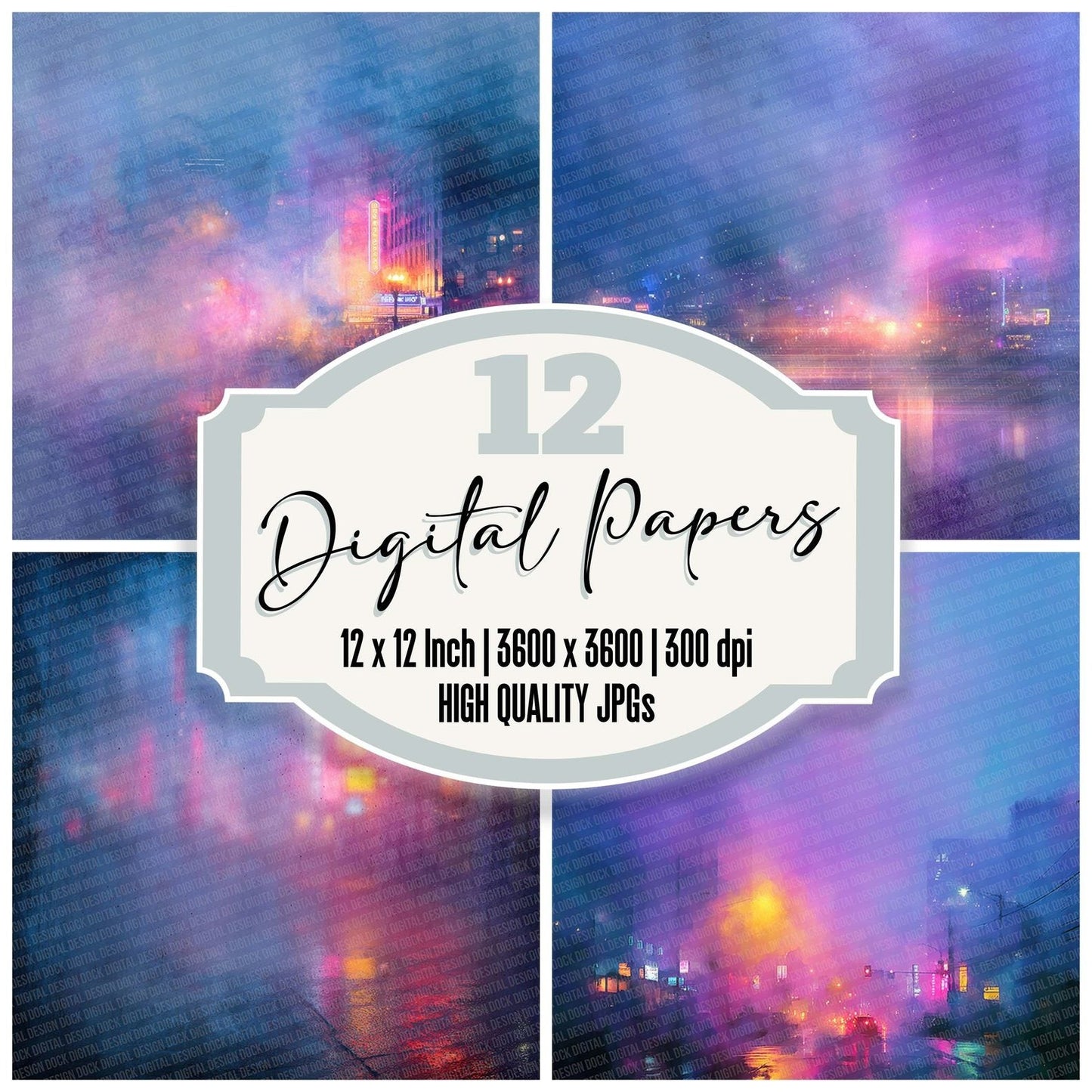 Violet Haze Cyberpunk Digital Paper Pack (DDD007744)