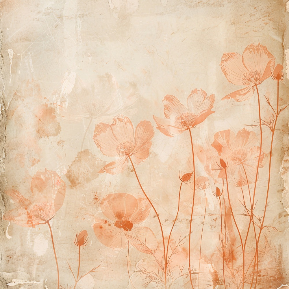 Warm Peach Floral Digital Paper Pack (DDD004352)