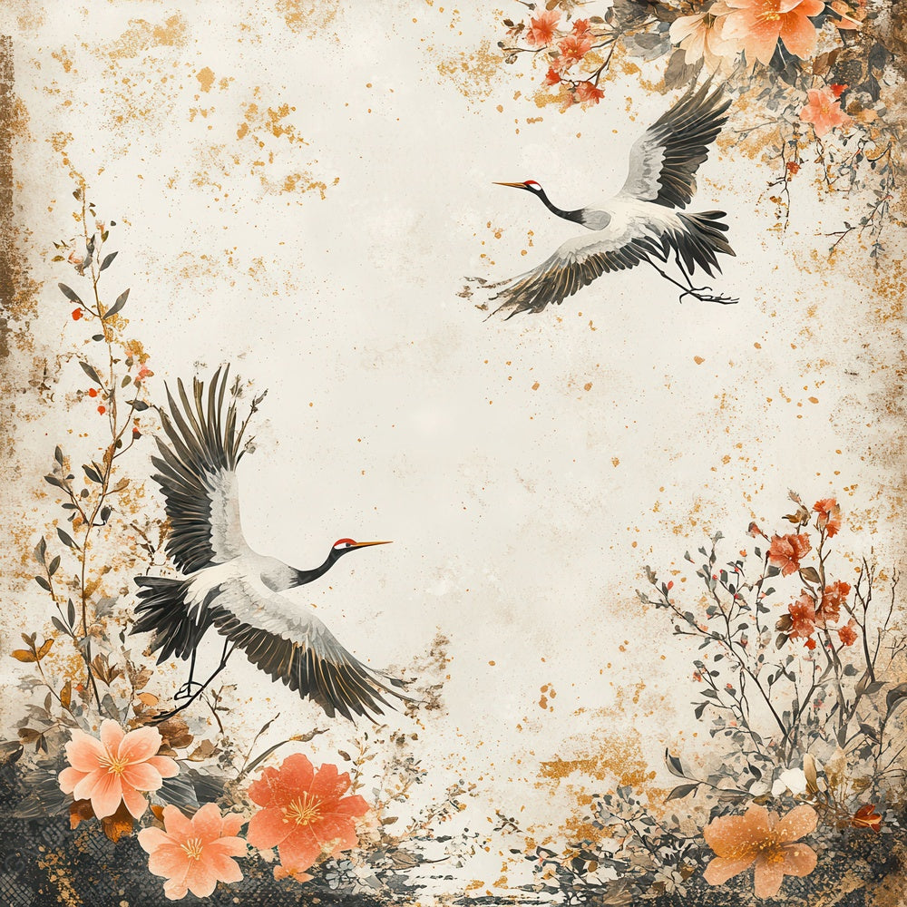 Washi Crane Collage Digital Paper Pack (DDD004365)