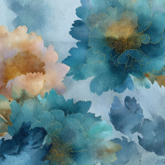 Watercolor Bloom Texture Digital Paper Pack (DDD008427)