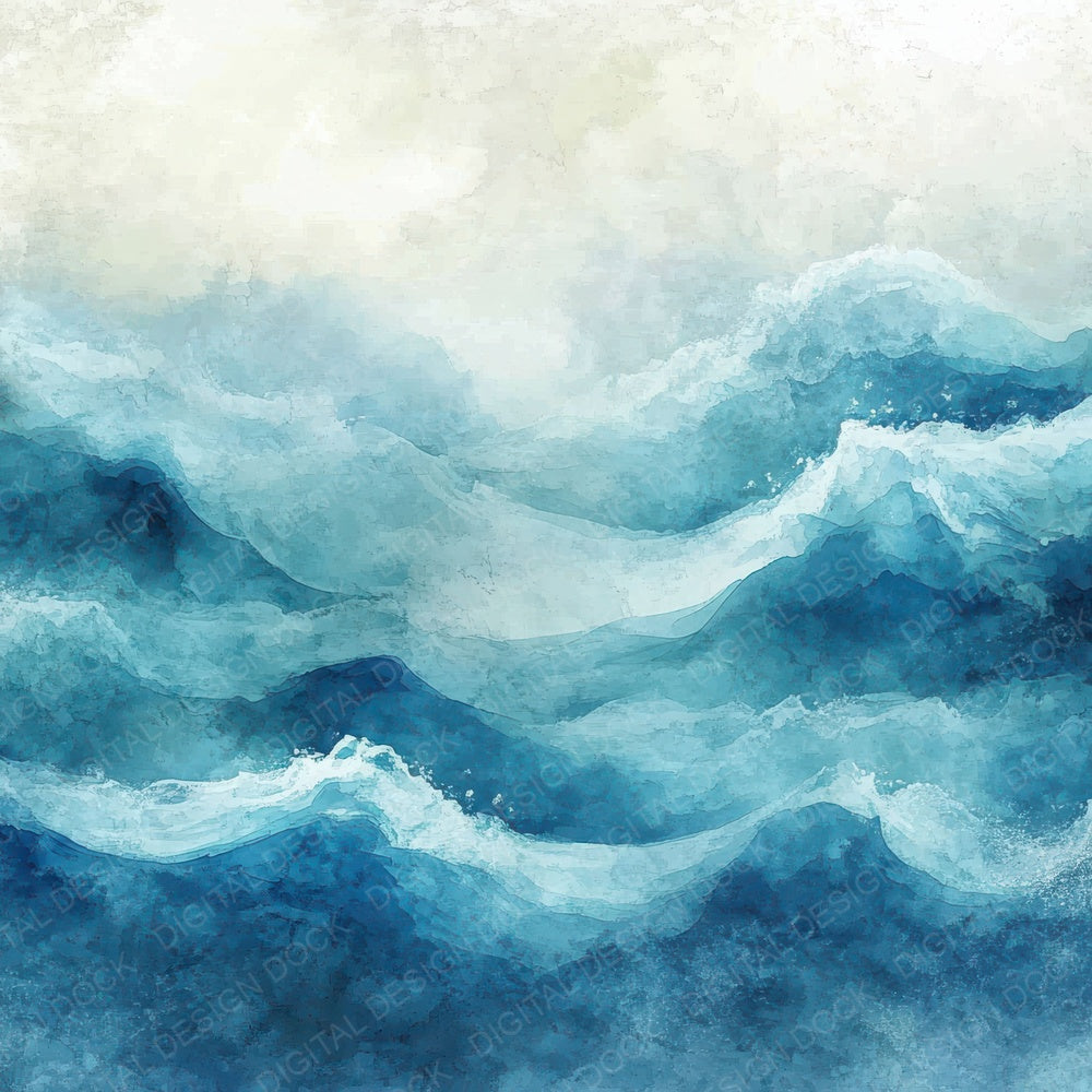Watercolor Ocean Waves Digital Paper Pack (DDD004371)