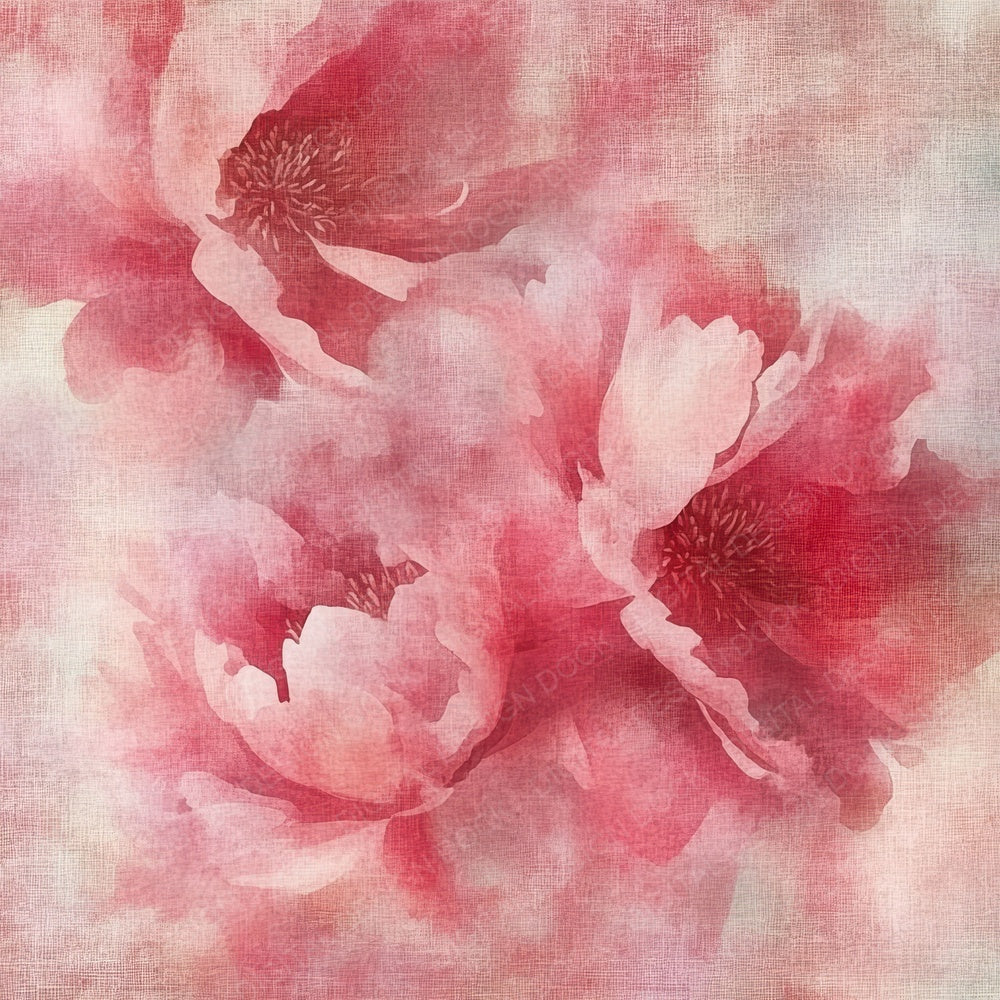 Watercolor Peony Linen Digital Paper Pack (DDD004372)