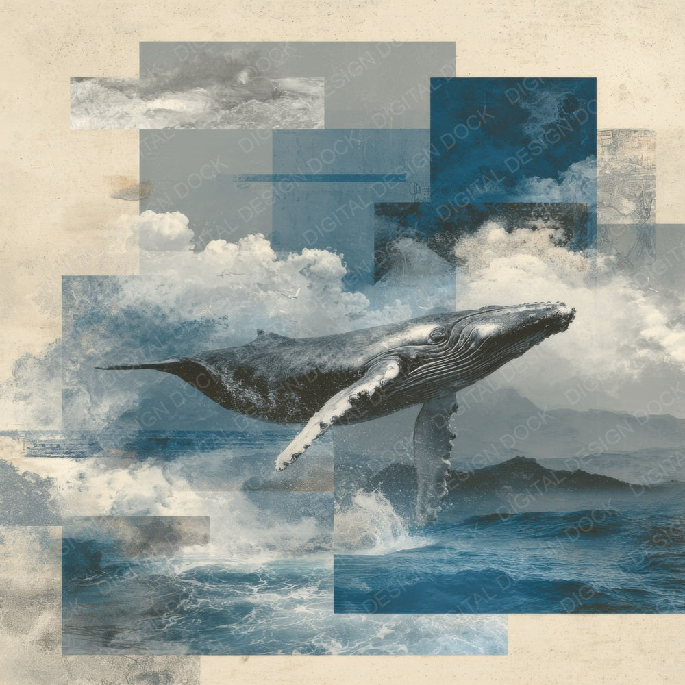 Whale Ocean Moodboard Digital Paper Pack (DDD004395)