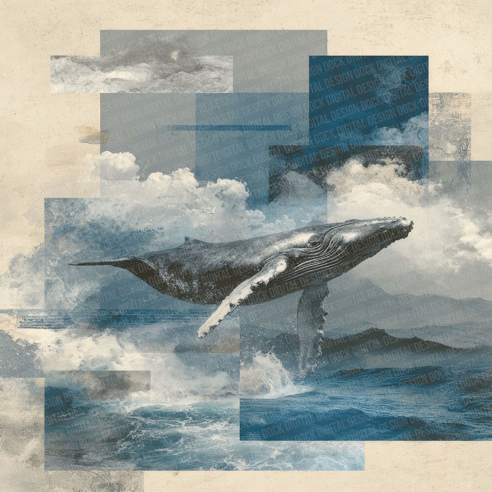 Whale Ocean Moodboard Digital Paper Pack (DDD000040)