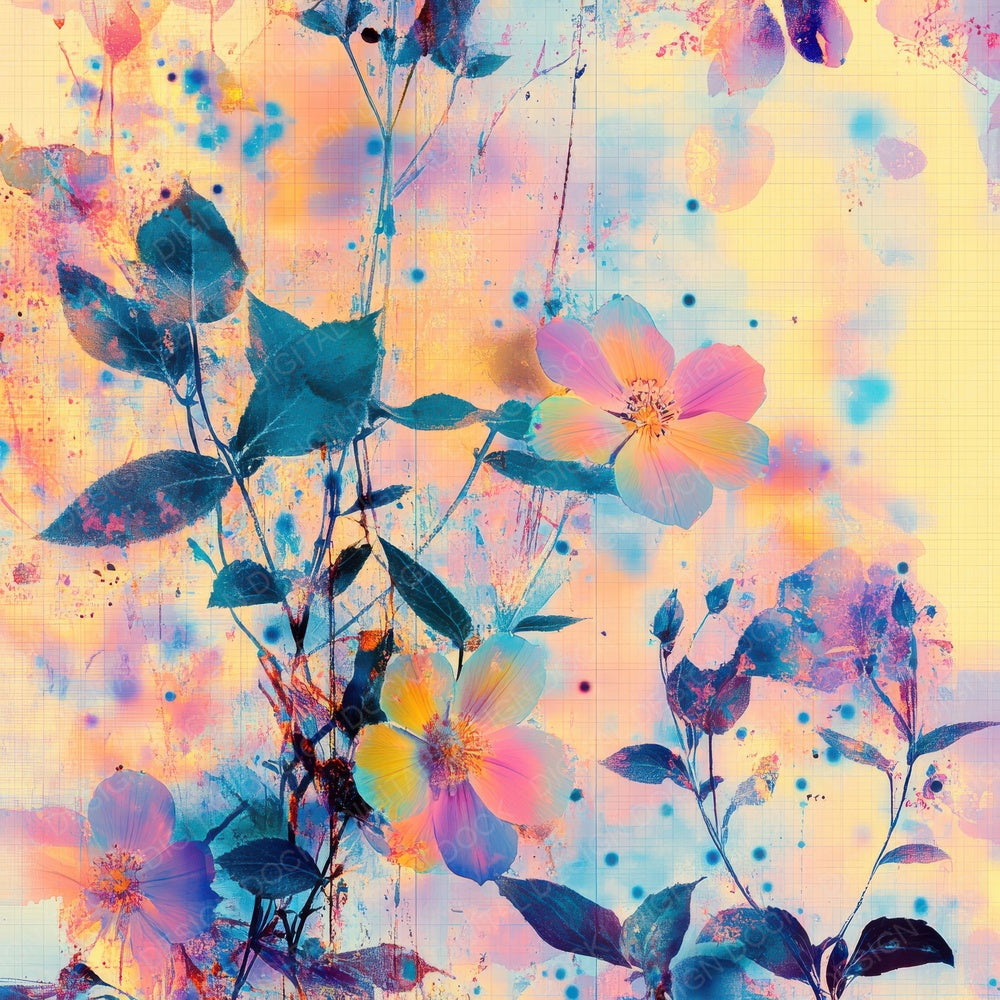 Wildflower Rainbow Glitch Digital Paper Pack (DDD004422)
