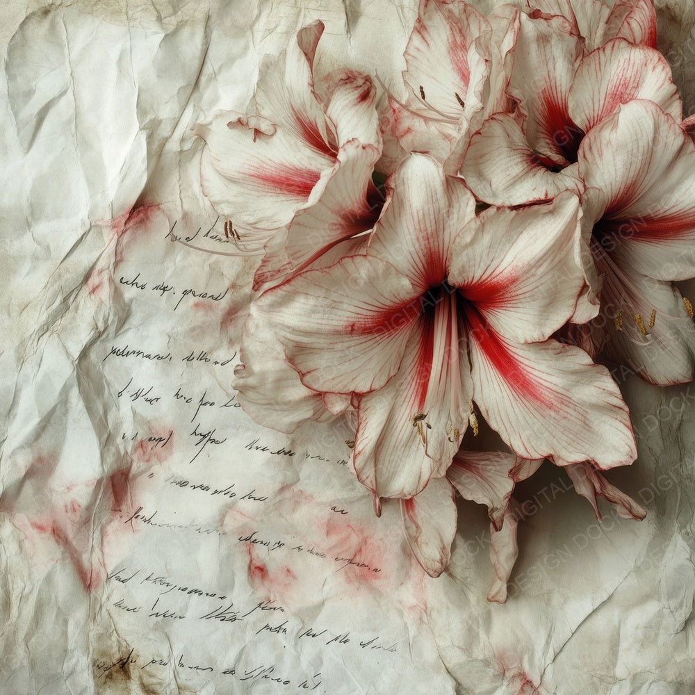 Wilted Amaryllis Script Digital Paper Pack (DDD004425)