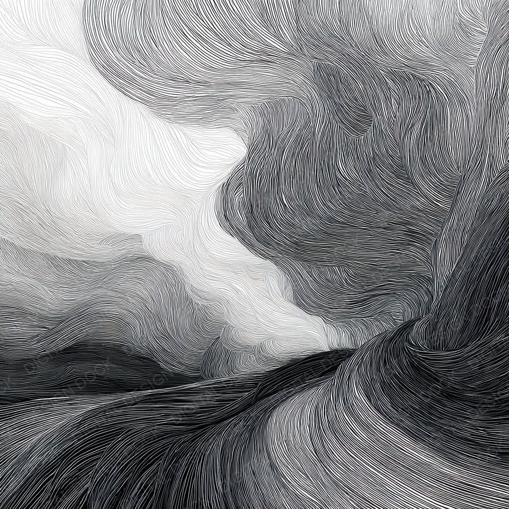 Wind Blowing Line Illustration Digital Paper Pack (DDD004432)