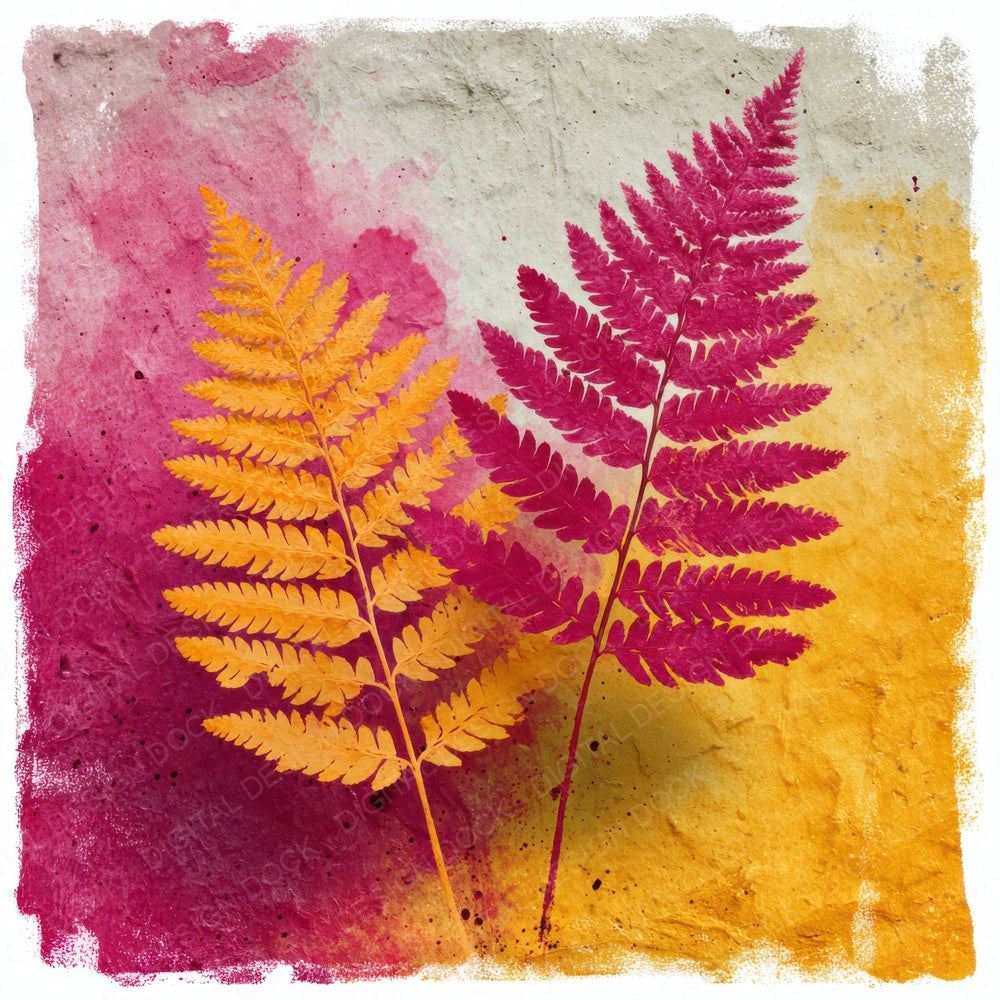 Wine Mustard Autumn Fern Digital Paper Pack (DDD004436)