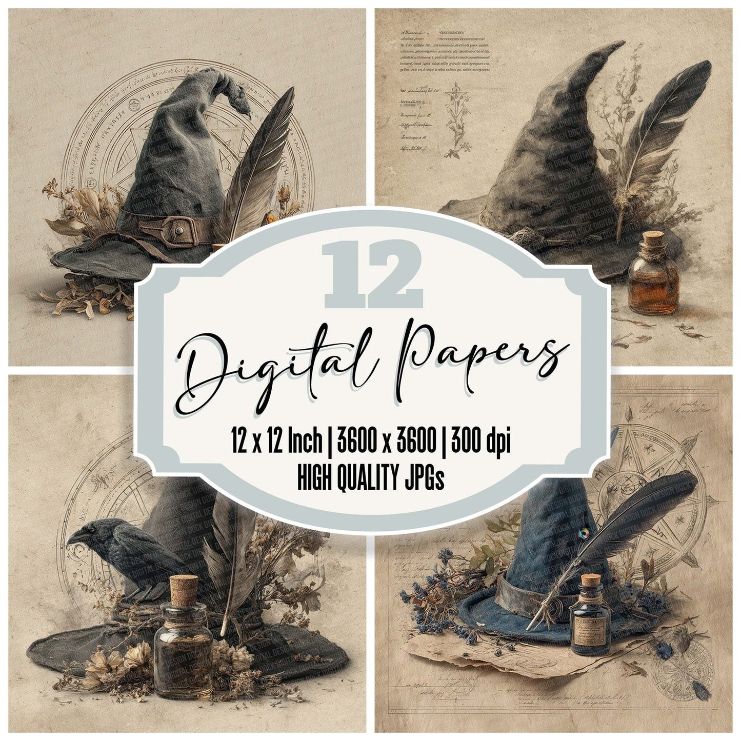 Witch Parchment Artefact Digital Paper Pack (DDD007747)
