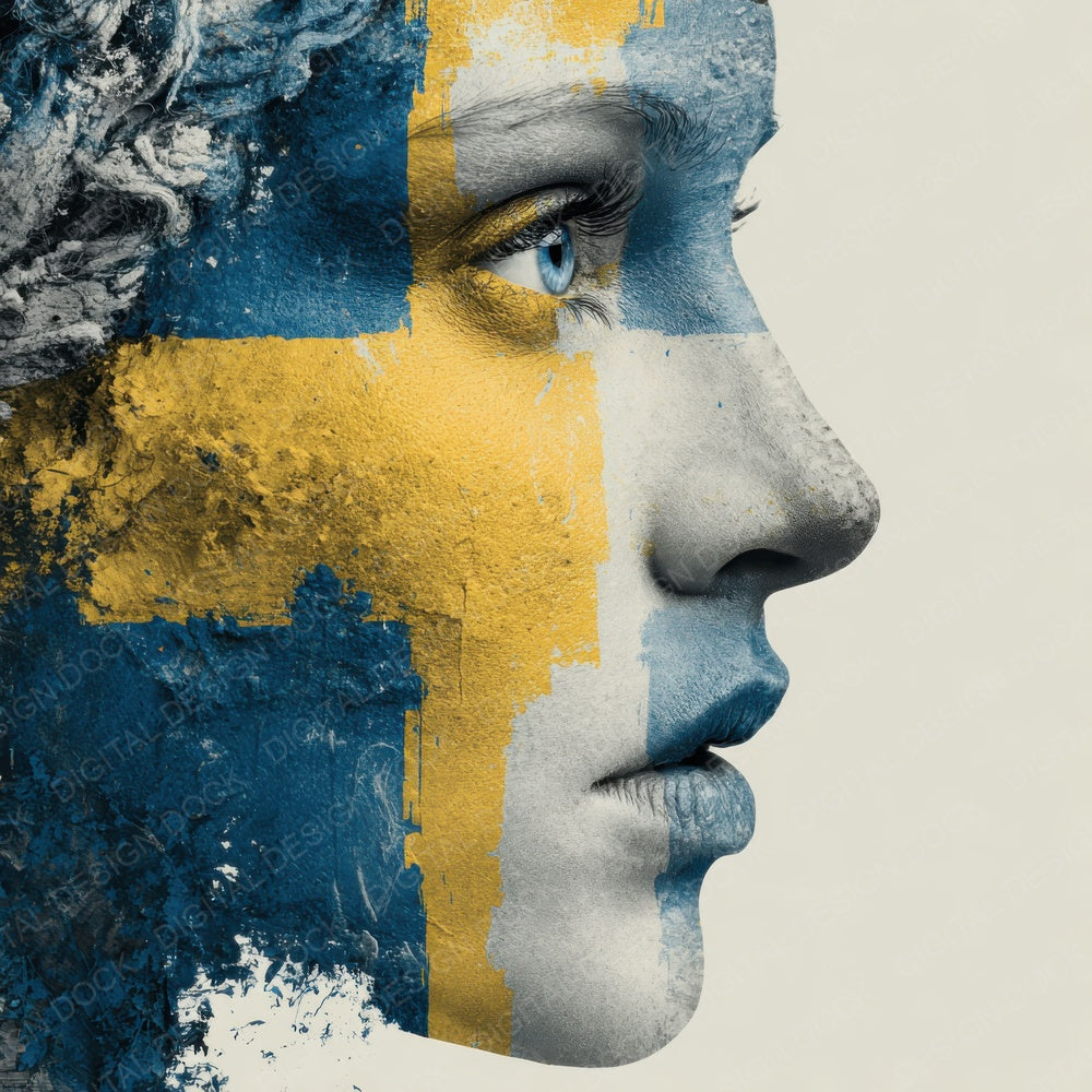 Woman Sweden Face Flag Digital Paper Pack (DDD004459)