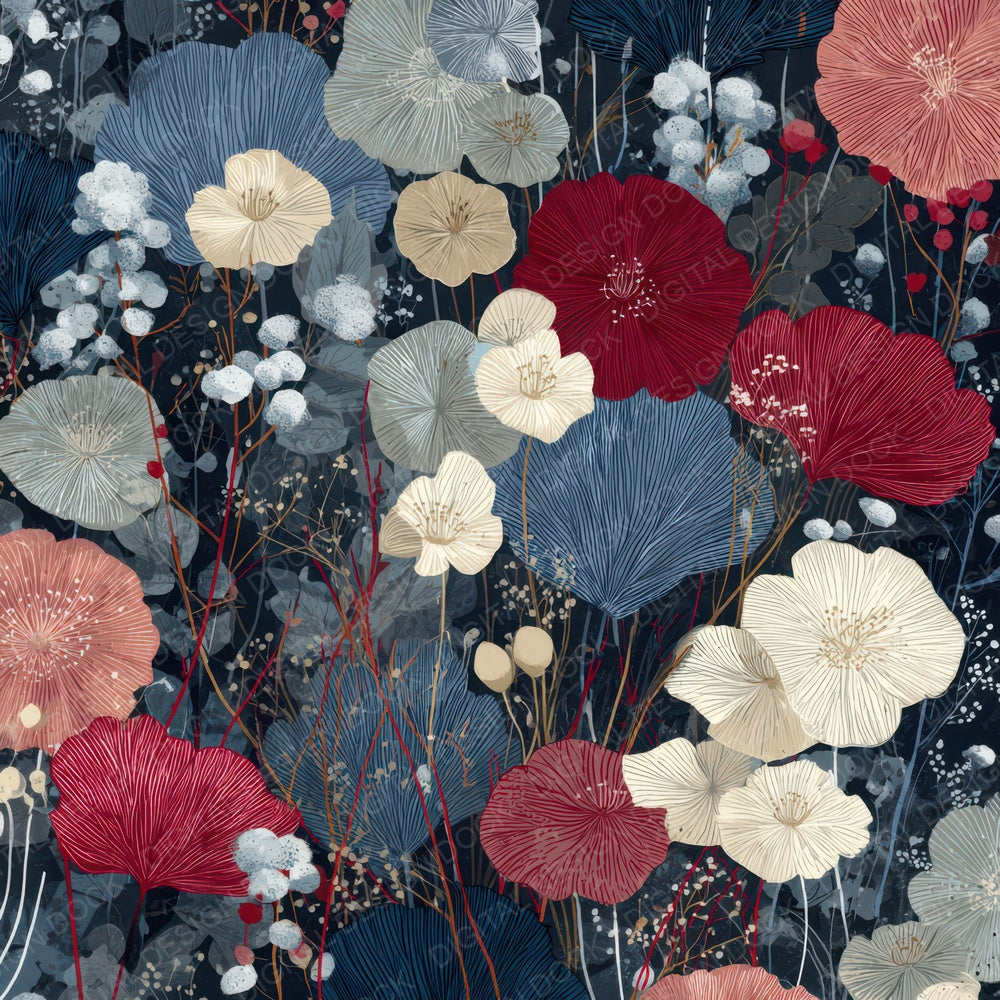 Woodblock Wildflower Print Digital Paper Pack (DDD008567)