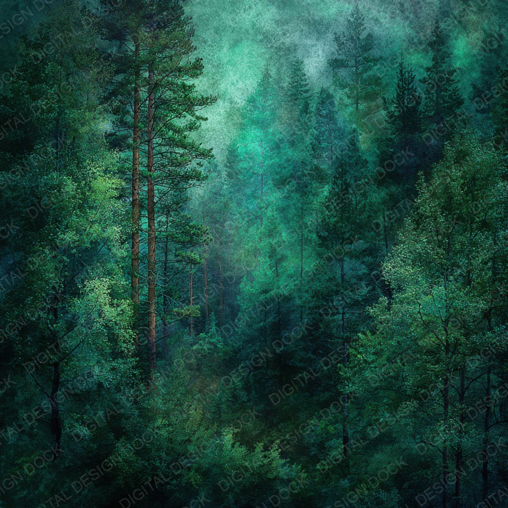 Woodland Enchanted Dark Green Forest Digital Paper Pack (DDD004465)