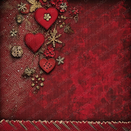 Woolen Button Heart Digital Paper Pack (DDD004468)
