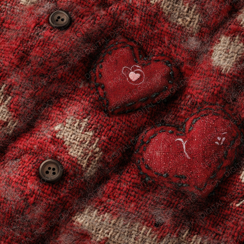 Woolen Button Heart Digital Paper Pack (DDD004468)