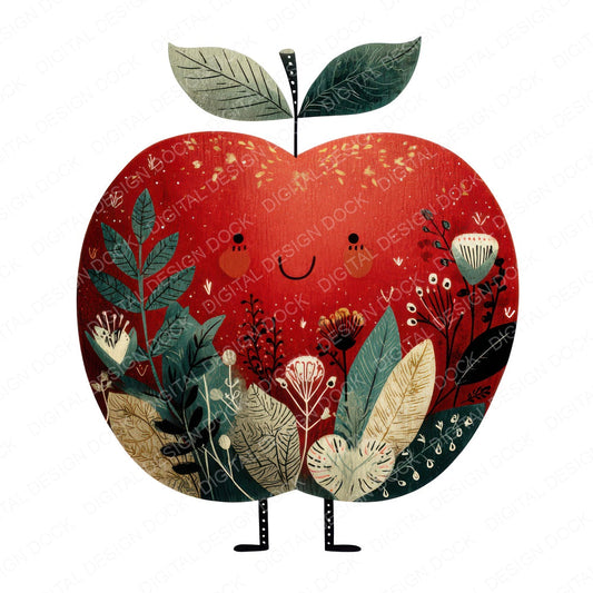 Folk Art Apple Character Clipart Set (DDD008451)