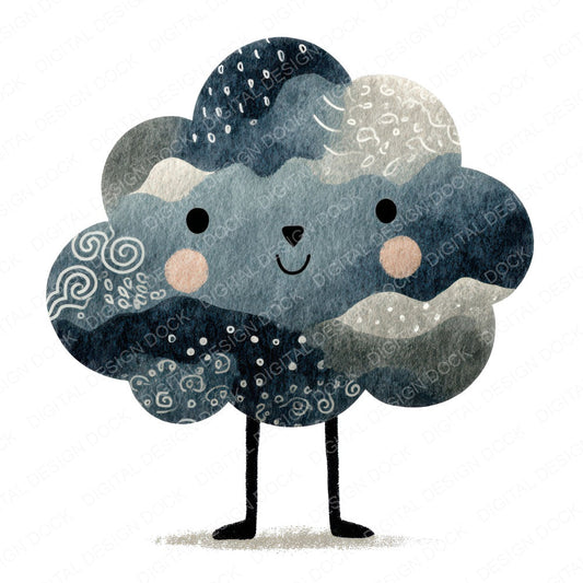 Folk Art Cloud Character Clipart Set (DDD008454)