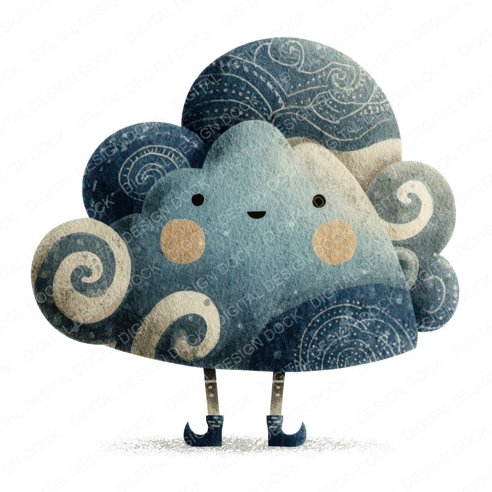Folk Art Cloud Character Clipart Set (DDD008454)