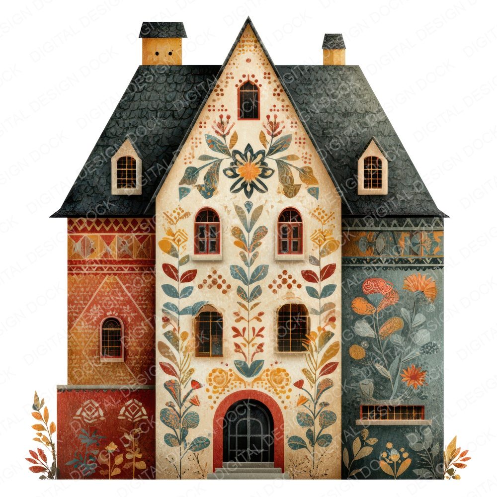 Folk Art House Clipart Set (DDD008457)