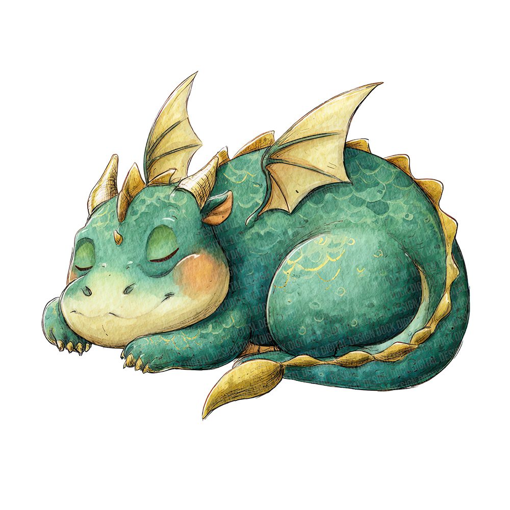 Watercolour Baby Dragon Clipart Set (DDD006970)