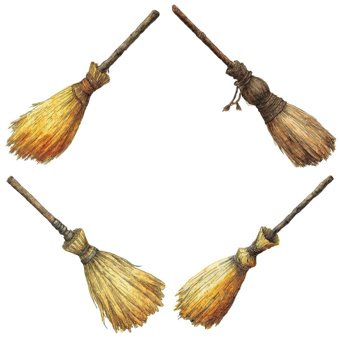 Watercolour Witches Broom Clipart Set (DDD007424)