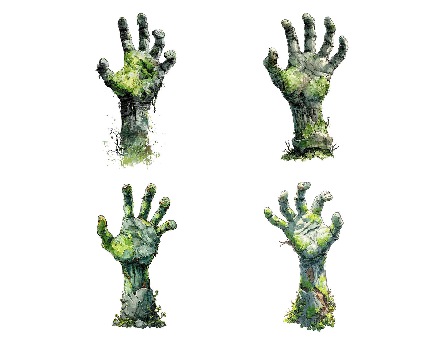 Watercolour Zombie Hand Clipart Set (DDD007442)