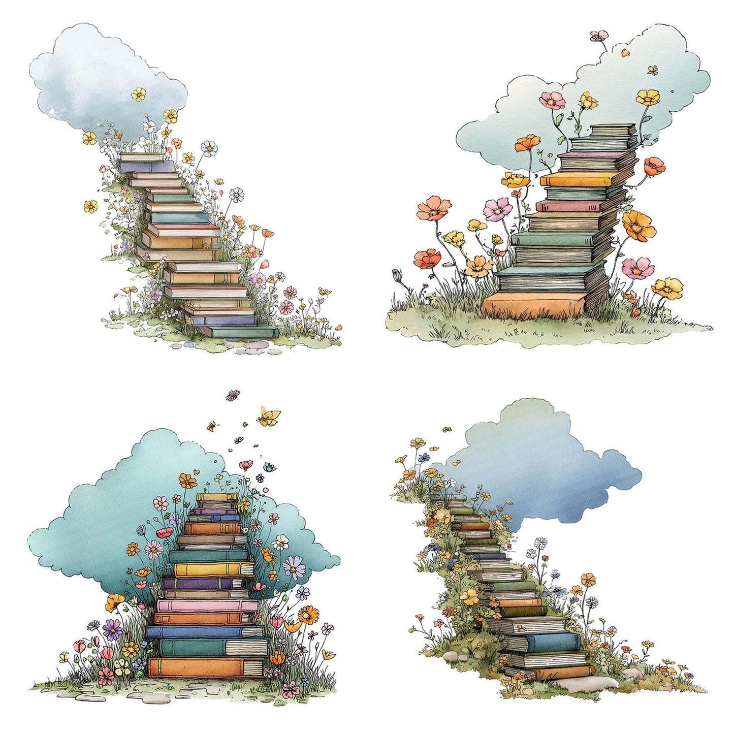 Wildflower Book Dream Staircase Clipart Set (DDD007473)