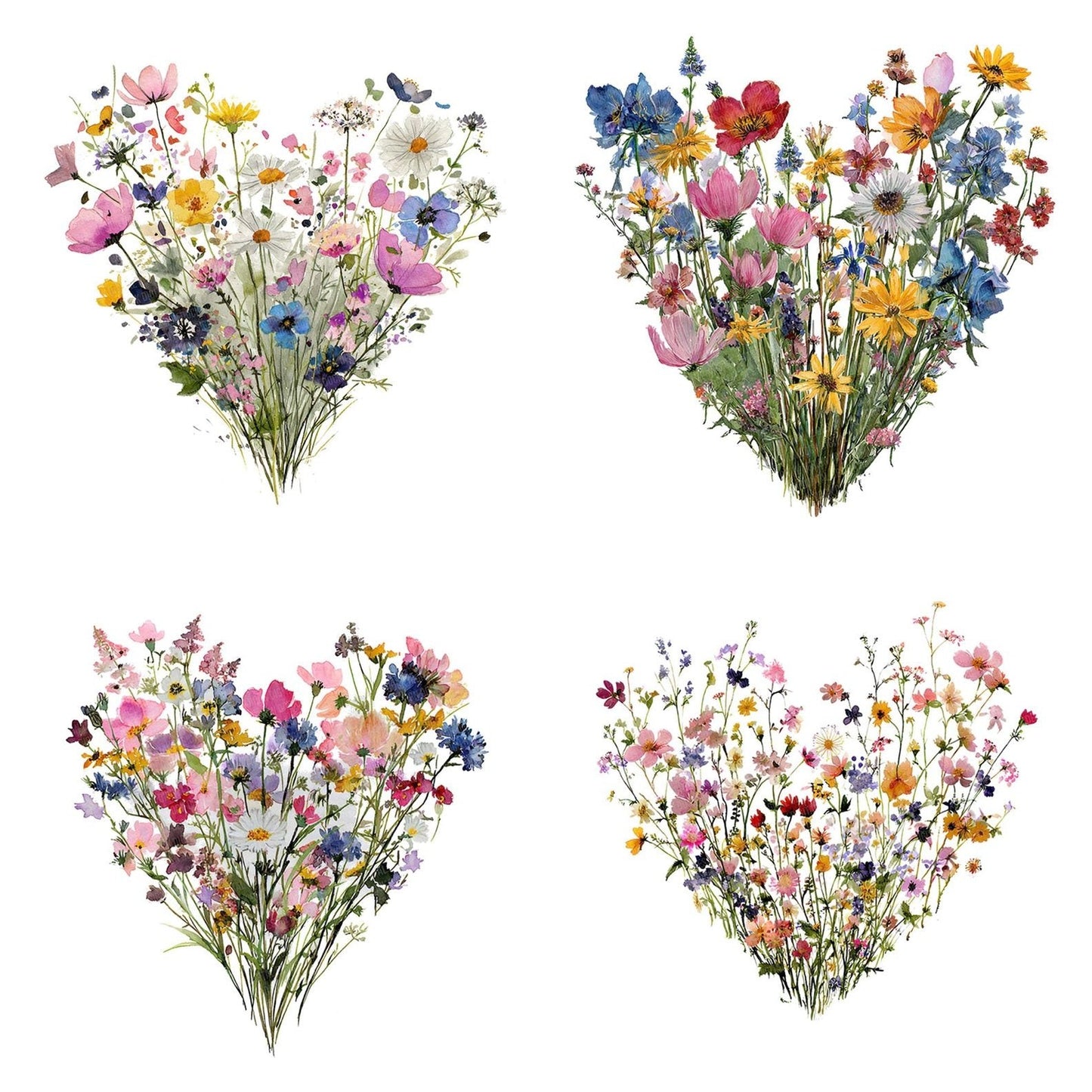 Wildflower Heart Bouquet Clipart Set (DDD007484)