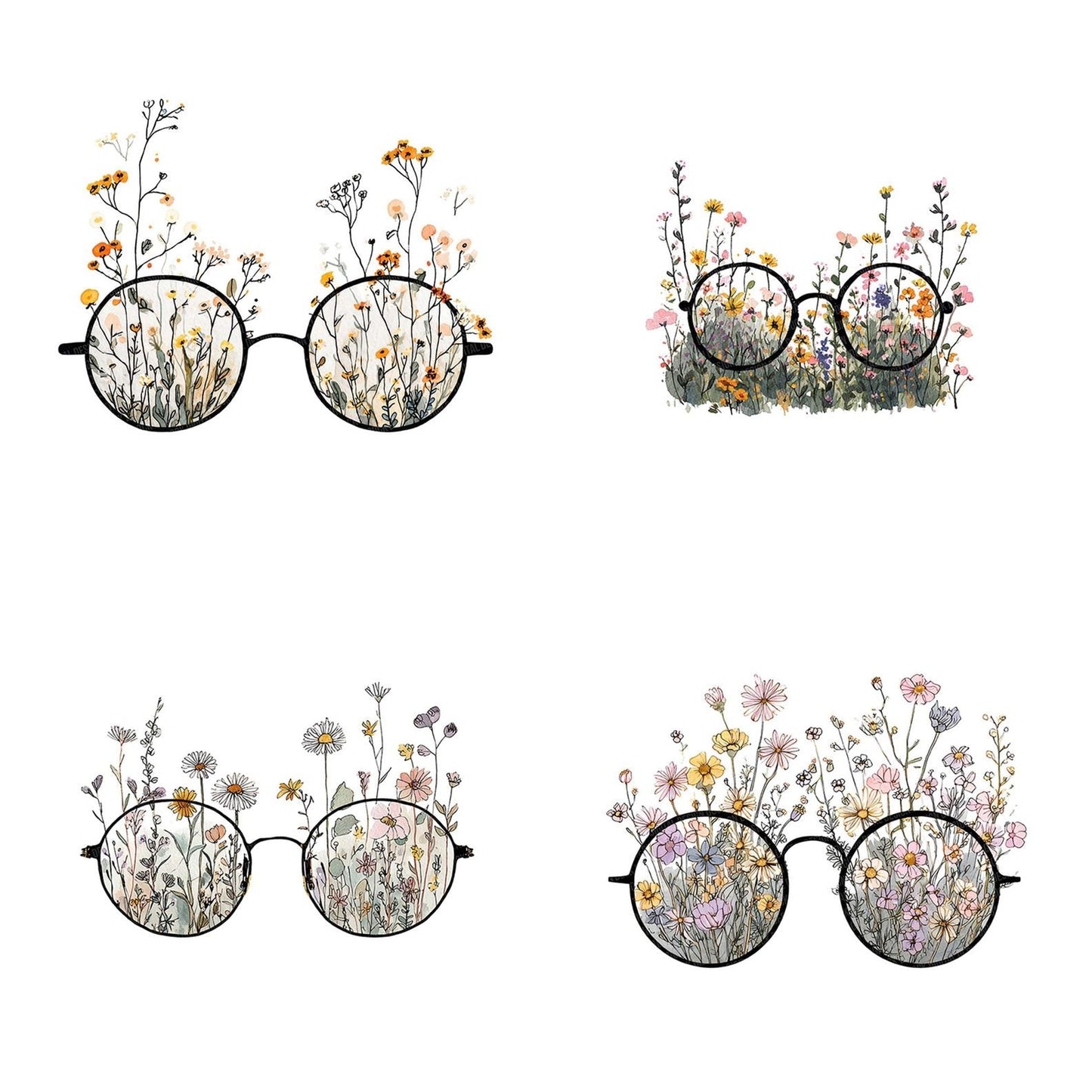 Wildflower Nature View Glasses Clipart Set (DDD007496)