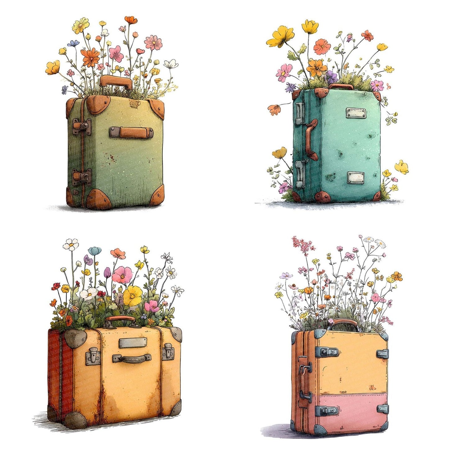 Wildflower Travel Case Clipart Set (DDD007511)