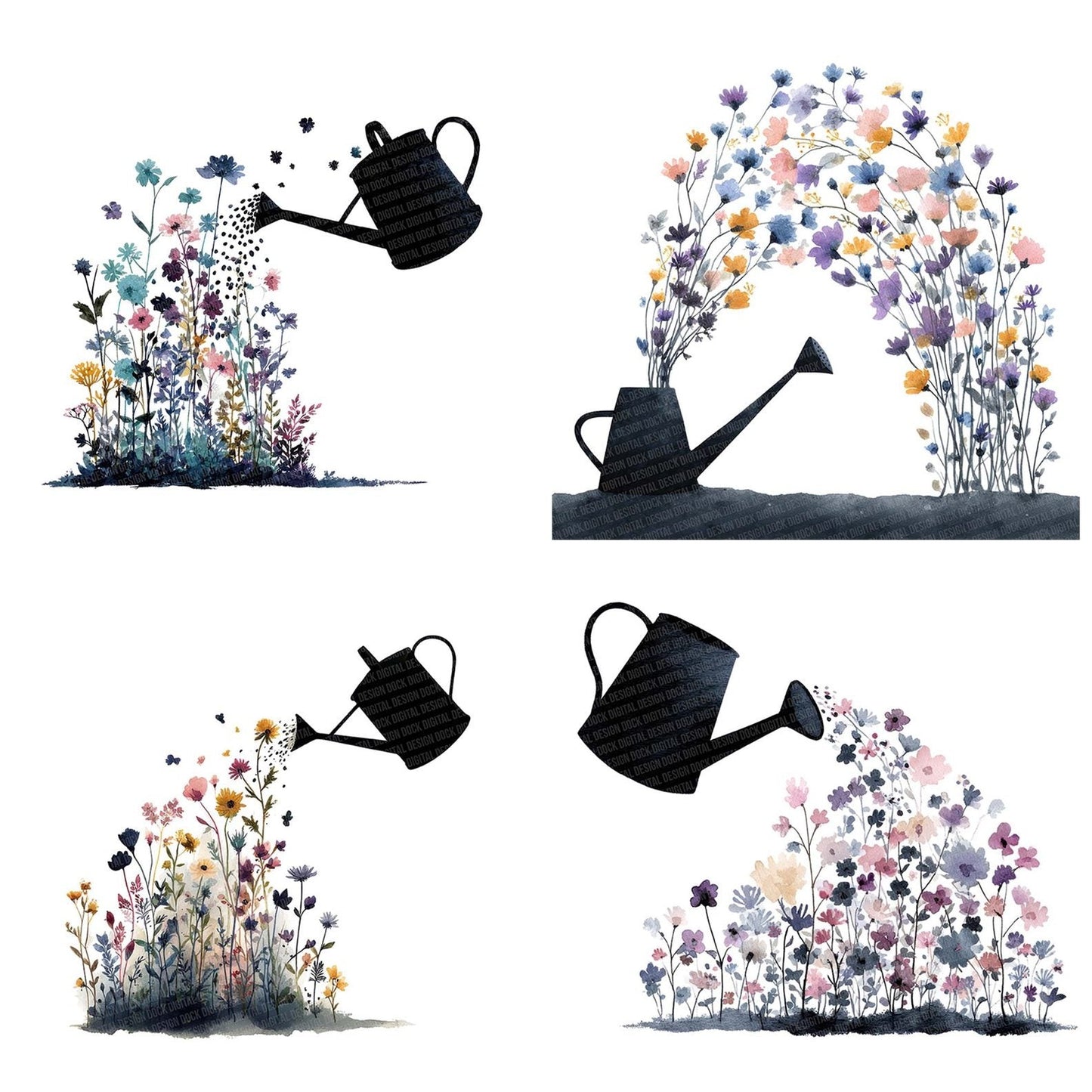 Wildflower Water Pour Clipart Set (DDD007512)