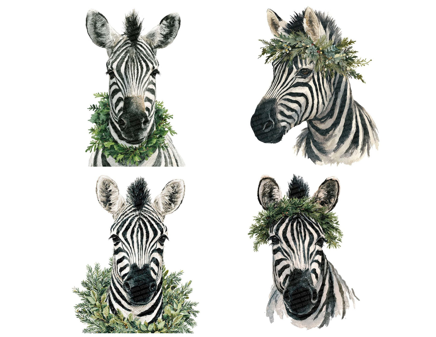 Zebra Christmas Wreath Clipart Set (DDD007604)