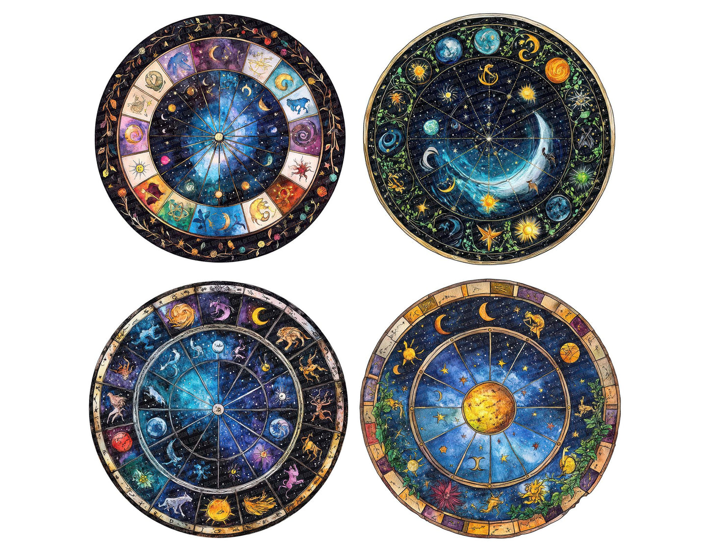 Zodiac Astrology Wheel Clipart Set (DDD007606)
