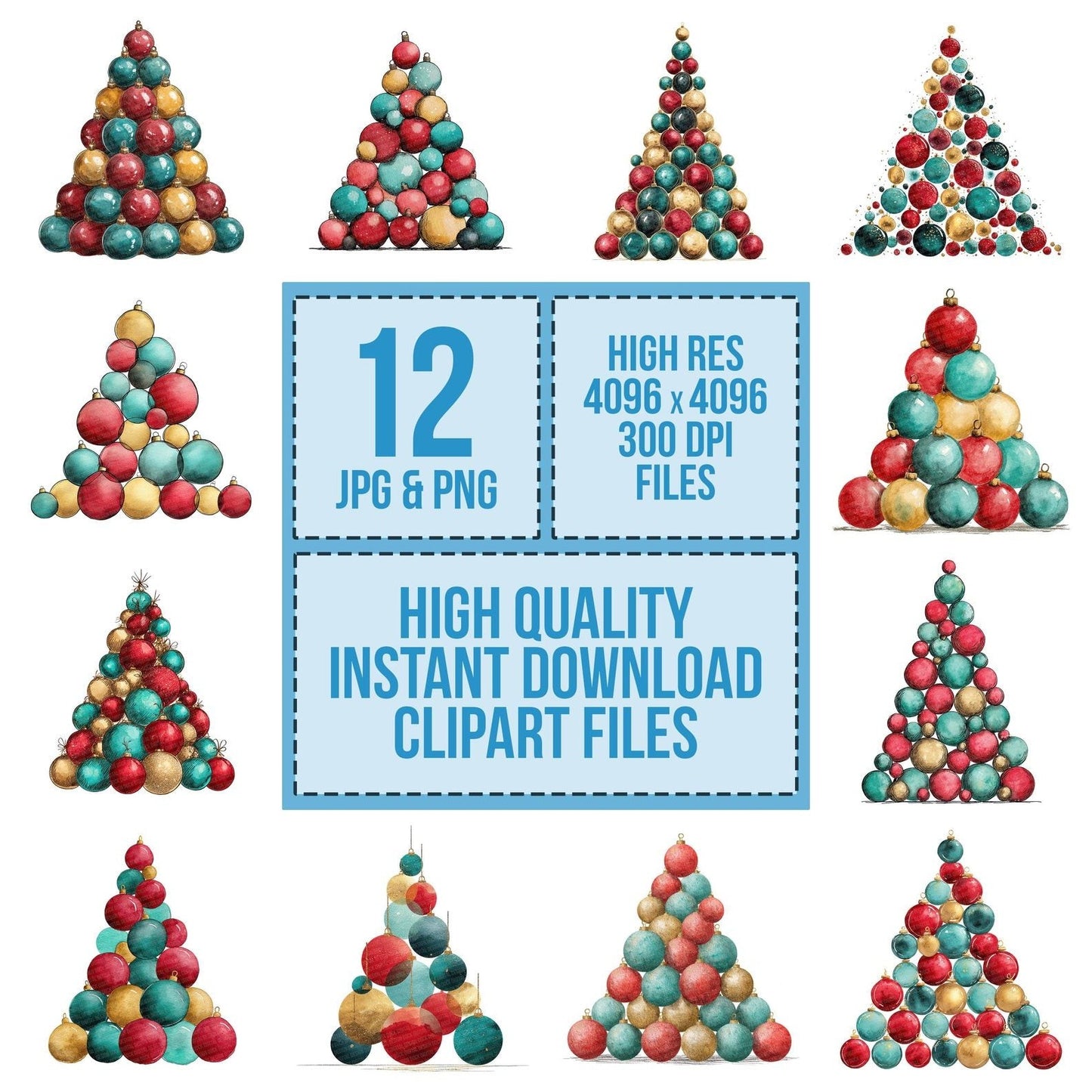 Abstract Bauble Christmas Tree Clipart Set (DDD004494)
