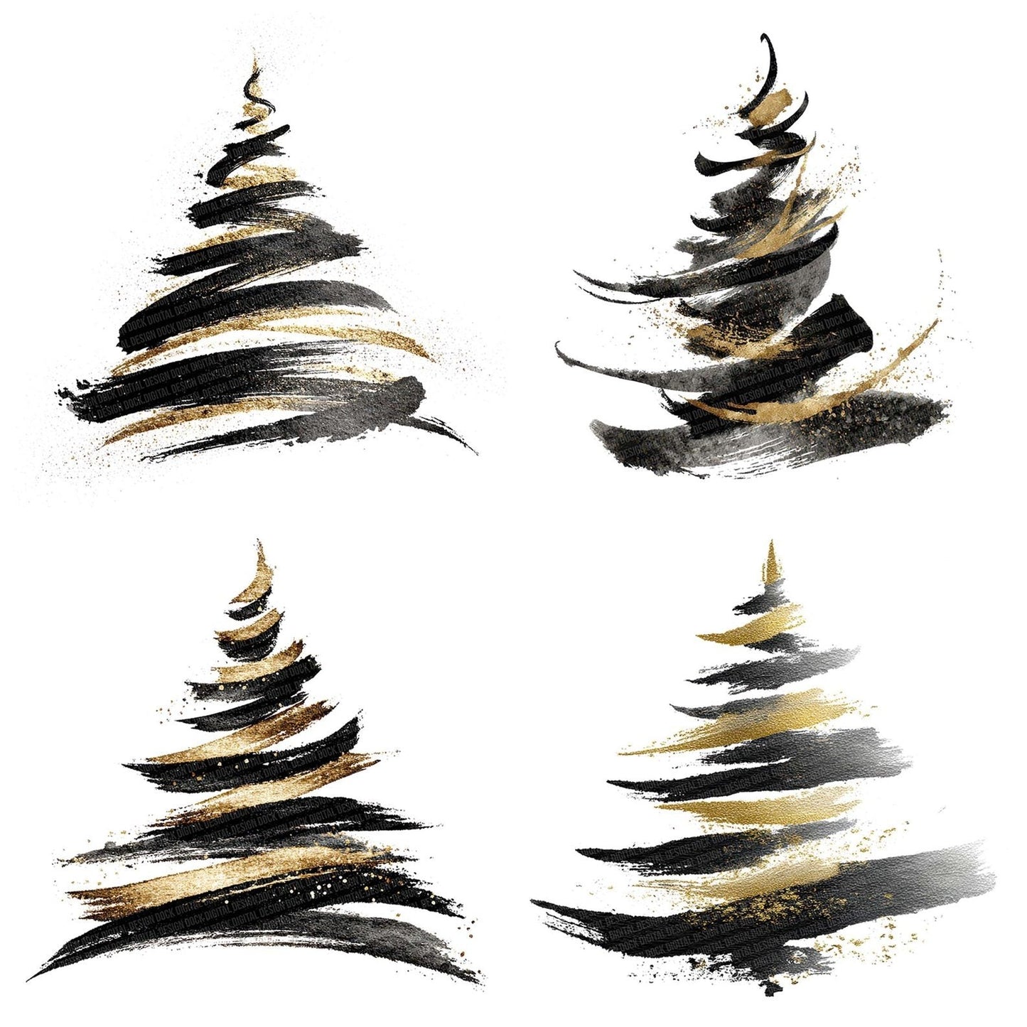 Abstract Calligraphy Christmas Tree Clipart Set (DDD004500)
