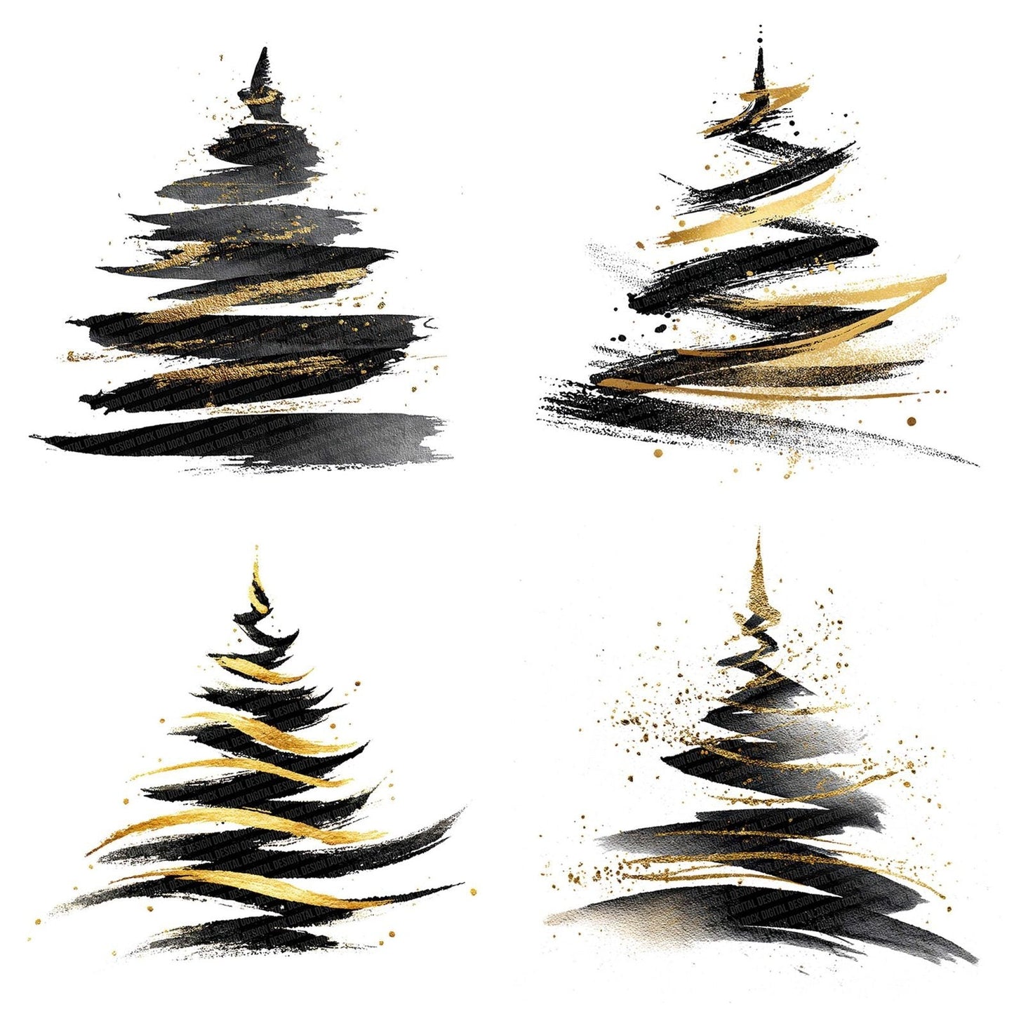 Abstract Calligraphy Christmas Tree Clipart Set (DDD004500)