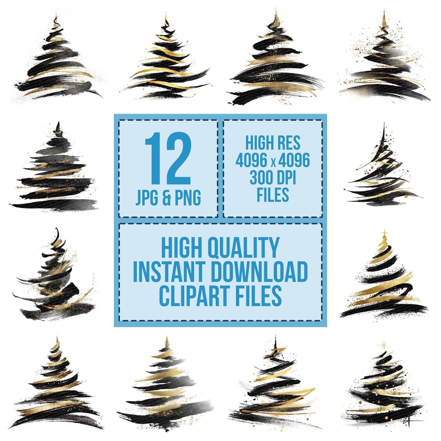 Abstract Calligraphy Christmas Tree Clipart Set (DDD004500)