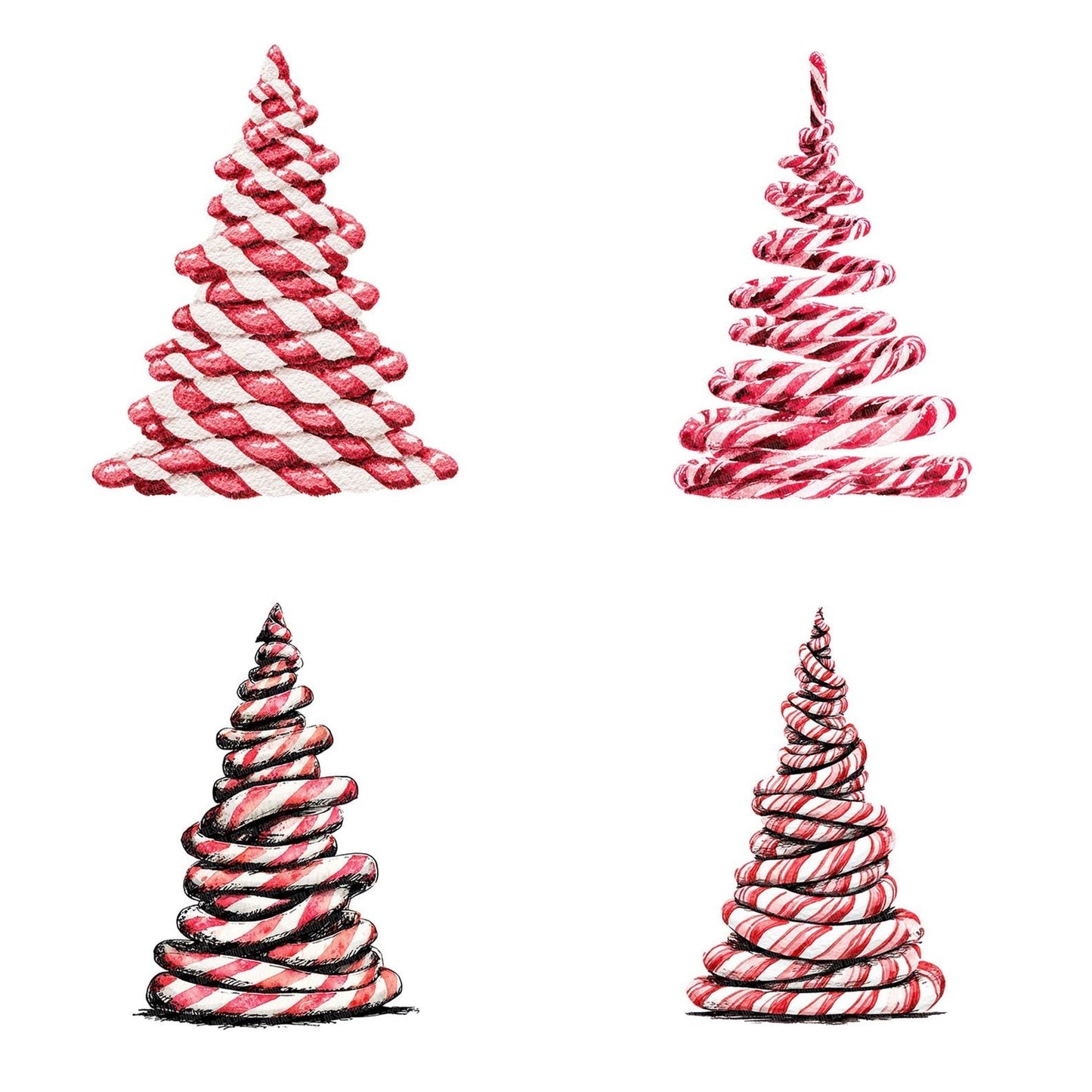 Abstract Candy Cane Christmas Tree Clipart Set (DDD004501)