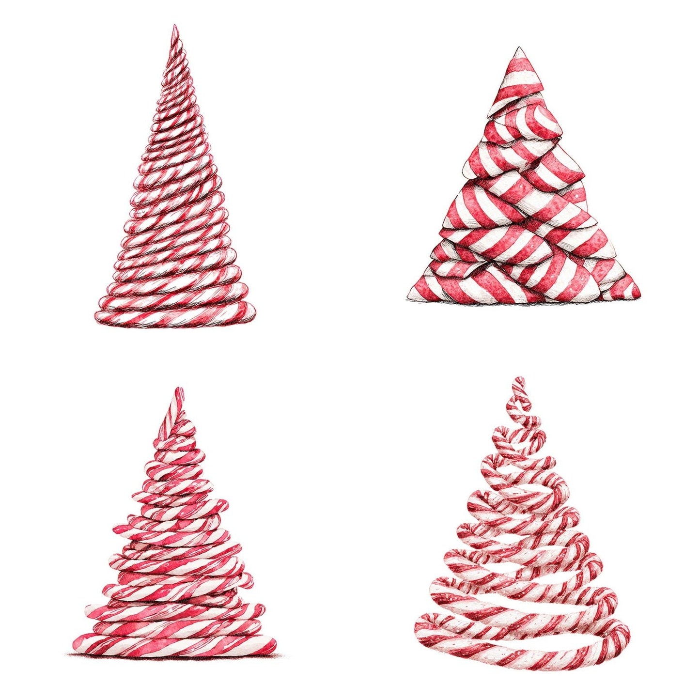 Abstract Candy Cane Christmas Tree Clipart Set (DDD004501)