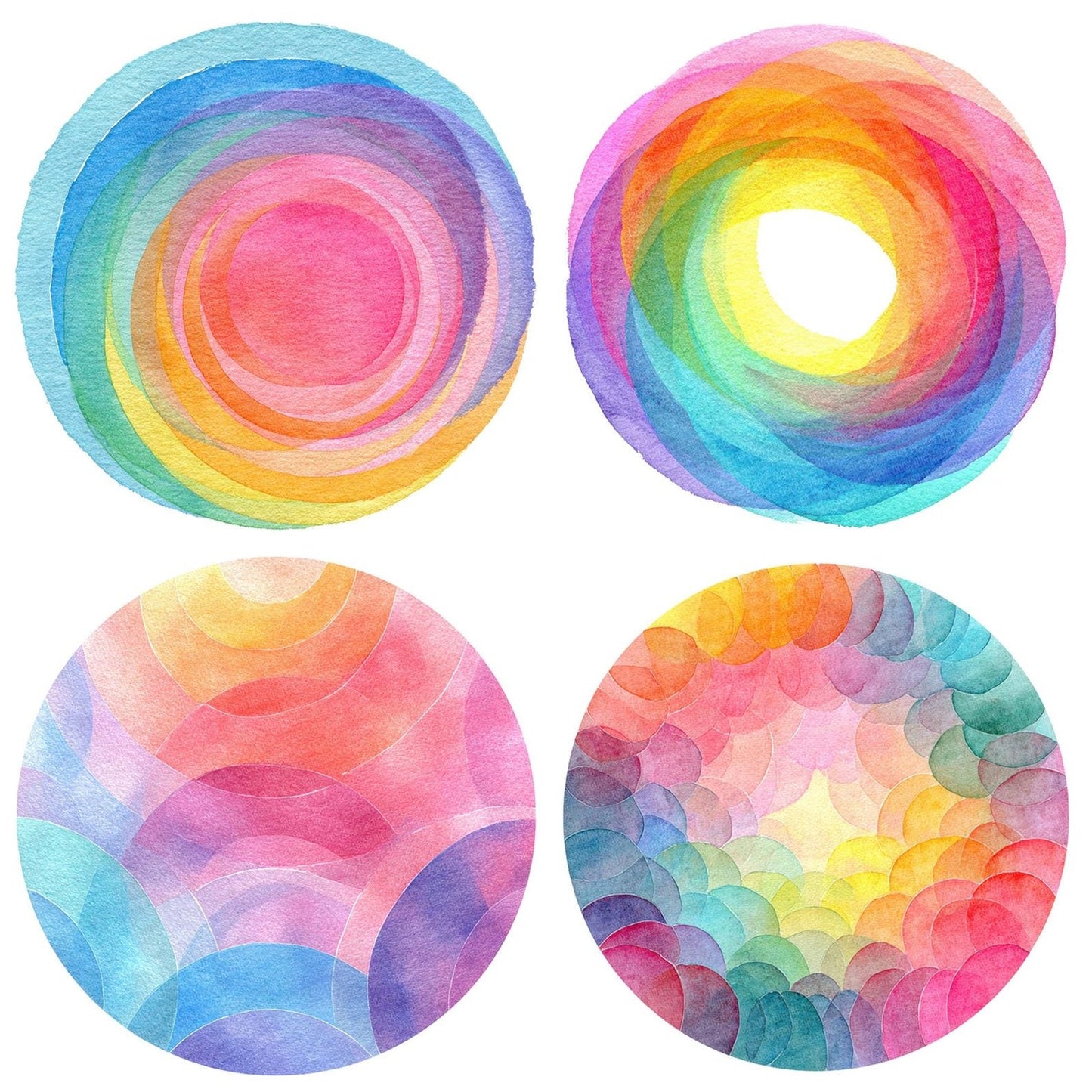 Abstract Halo Watercolour Rainbow Clipart Set (DDD004531)
